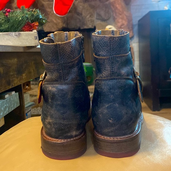 Bed Stu Becca black and brown distressed buckled ankle boots - Picture 4 of 12